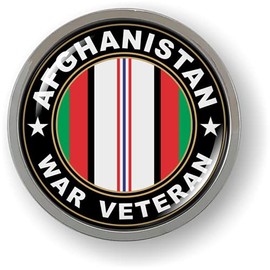 Afghanistan War Veteran 3D Domed CAR Emblem Badge Sticker Chrome Plastic Round Bezel