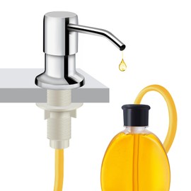 Soap Dispenser for Kitchen Sink and Extension Tube Kit, Stainless Steel Countertop Soap Dispenser with 47 Inches Tube Connects Directly to Soap Bottle, Hand and Dish Soap Dispenser Pump （Chrome）