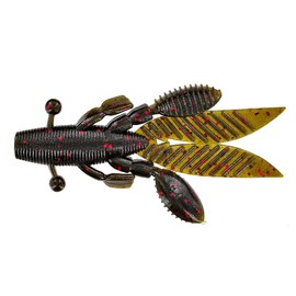 Yamamoto 3.75' Flappin' Hog - Realistic Soft Plastic Fishing Lure Bait with Three Freely Moving Appendages - Green Pumpkin with Large Red, 7 Pack
