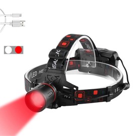 PROFORUS LED Headlamp with Red and White Light, Tactical Hunting Headlamps Red Light Headlight Zoomable Head Torch for Hunting, Night Vision, Astronomy, Camping