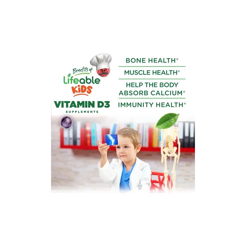 Lifeable Gomitas Vitamina D3 Niños 1000 Ui Sabor Fresa 90