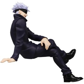 JJK Jujutsu Kaisen Anime Satoru Gojo Yuju Itadori | 10cm Gojo Blindfolded, 8cm Yuji Sitting Figurine Model Statues Figures | Collectible Statue for Anime & JJK Fans (Satoru Gojo 10cm, With Box)