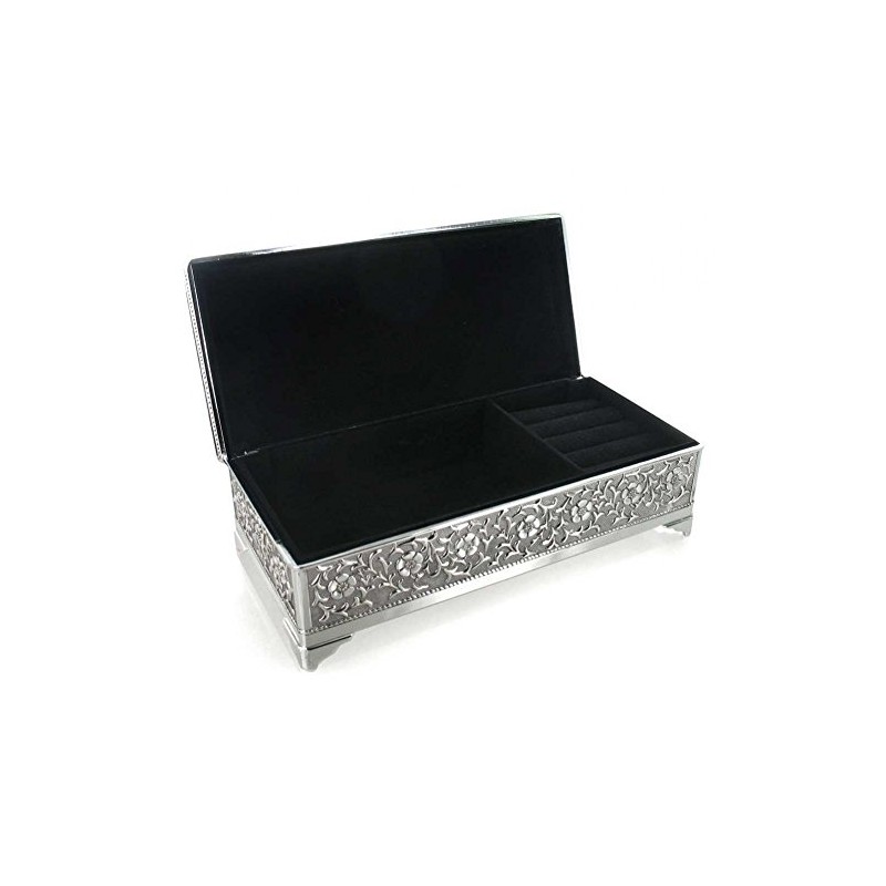 Sophia JTB100 Silver Plated Trinket Box in Antique Style With