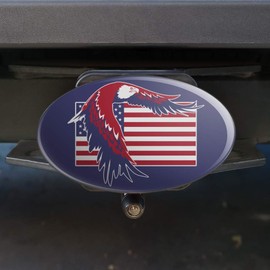 GRAPHICS & MORE Patriotic Red White and Blue American Bald Eagle Over USA Flag Oval Tow Trailer Hitch Cover Plug Insert