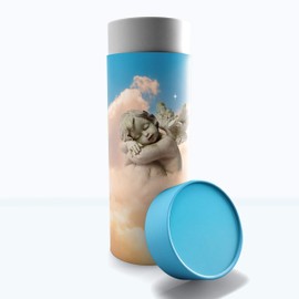 Angel of Mine Urnas de cremación femeninas biodegradables y ecológicas para cenizas adultas, urnas de entierro, tubo de dispersión para cenizas, urnas de dispersión para cenizas humanas (ángel de la mía, pequeño 8 x 3.5 pulgadas)