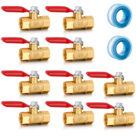 YELUN 1/4 Inch Valve Npt Air Compressor Brass Heavy Duty Valve double Female Shut off Switch 1/4 NPT Thread Pipe Fitting (Double Female 10PCS)