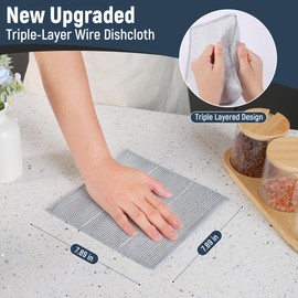 3 Layers Non Scratch Wire Dish Cleaning Supplies 75PCS - Wire Dishwashing Rag Home Essentials-Reusable Steel Wool Scrubber Washcloths,Kitchen Towels and Dishcloths Set for Pans Sinks & Cookware