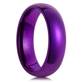 King Will Tungsten Ring for Men Purple Plated Men's Wedding Ring High Polished Mirror-like Surface 6mm Width Comfort Fit 丨Wedding Rings Collection 8