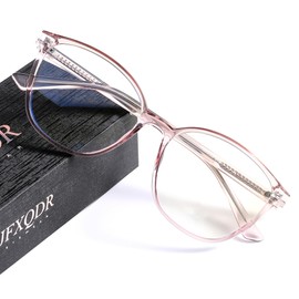 JFXQDR Women's Blue Light Blocking Glasses, TR90 Frame Computer Gaming Eyeglasses Anti Eyestrain & UV RF6208 (Flesh Pink)