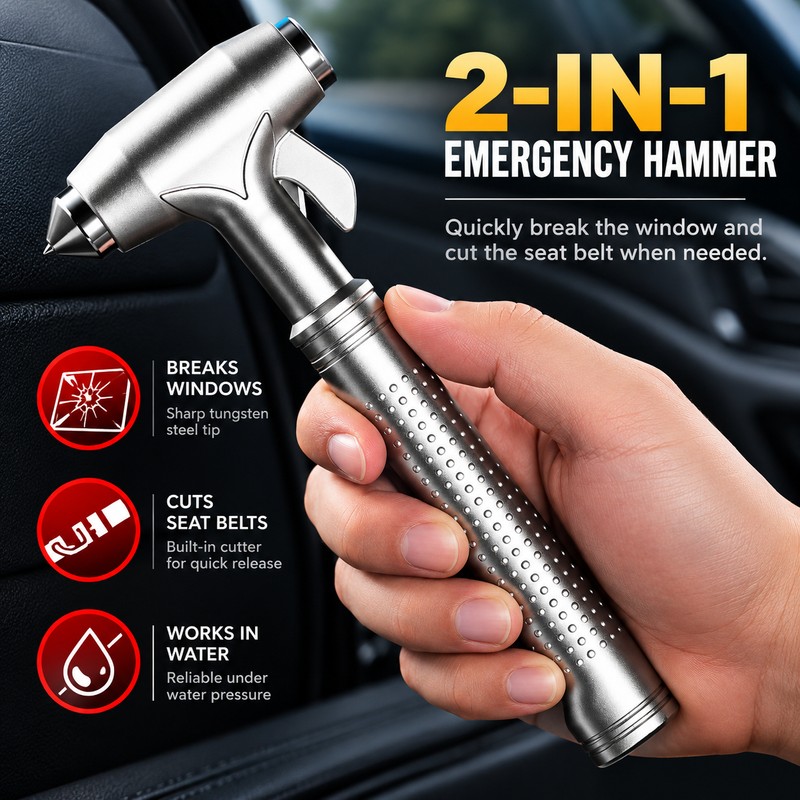 Car Safety Hammer for Emergency Vehicle Escape – Window Breaker