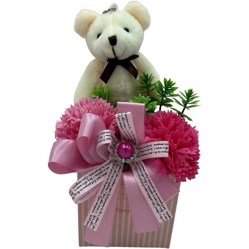 Q-FLA 799679 Soap Flower Bath Salt, Bear, Arrangement, Carnation, Beauty,