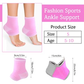 Prasacco 2 Pairs Kids Ankle Brace Set, Knitted Ankle Sleeve Sock Support Pink Ankle Support Elastic Kids Compression Socks Ankle Sleeve Breathable Compression Sleeves for Jogging Running Fitness