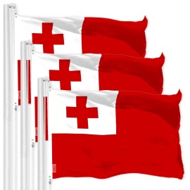 UD_G128 3 Pack: Tonga Tongan Flag  3x5 Ft  LiteWeave Pro Series Printed 150D Polyester  Country Flag, Indoor/Outdoor, Vibrant Co