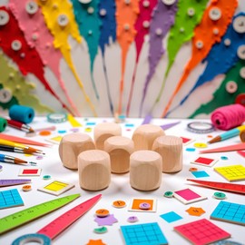 10 Pcs Wooden Dice,Dice Games, 6 Sided Blank Dices Round Corner Cube DIY Graffiti Crafts Toy Board Game Party Supplies Standard (1.8cm) Set Standard