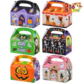 JOYIN 36 cajas de cartón para Halloween, cajas de dulces de truco o trato, bolsas de galletas para regalos de fiesta de Halloween, bolsas de regalo de intercambio en el aula