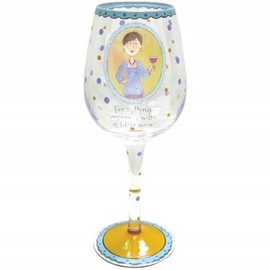 WL SS-WL-19617, Everything Improves Inscription Wine Glass with Chic Woman Decoration