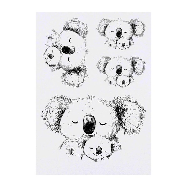 Azeeda 4 x 'Koalamutter mit Baby' Temporäre Tattoos - Wasserfest,