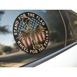 Skull Society Battlefield Cross Stand for The Flag Kneel for The Fallen Patriotic - 7" Decal