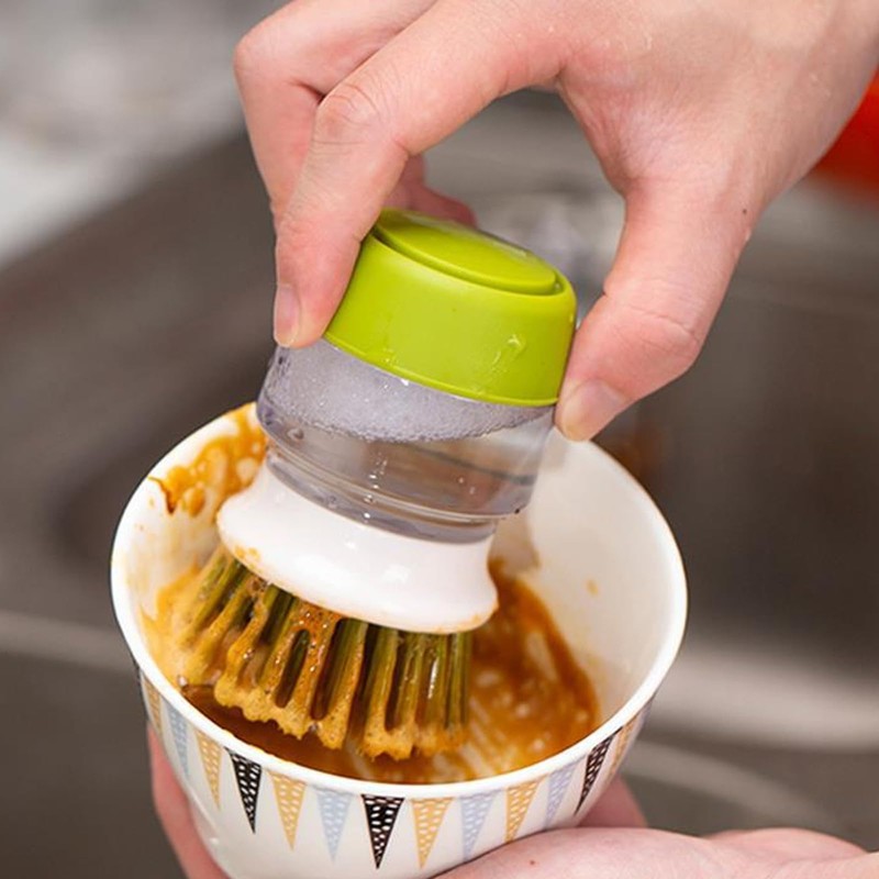 PMELCXD 4 Pieces Dish Brush with Soap Dispenser, Washing Up