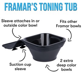 FRAMAR Toning Tub Hair Dye Bowl – Hair Color Bowls For Hairstylist, Hair Color Bowl, Hair Color Mixing Bowl, Hair Dye Bowls, Suction to Sink or Shampoo Station For Easy Toning – 2pc