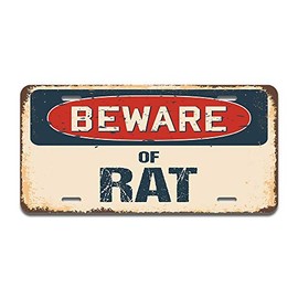 SignMission Beware of Rat Aluminum License Plate | License Plate 12" X 6" Fits Any Car, Truck, SUV, RV, or Trailer | Made in The USA