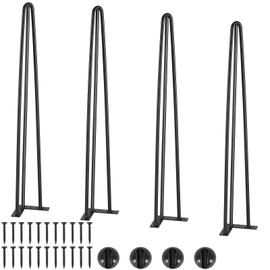 VEVOR Hairpin Table Legs 28", Set of 4 Desk Legs 900lbs Load Capacity, Hairpin Desk Legs 3 Rods for Desk Chairs Bench Dining End Table, Solid Carbon Steel Heavy Duty Furniture Legs Black