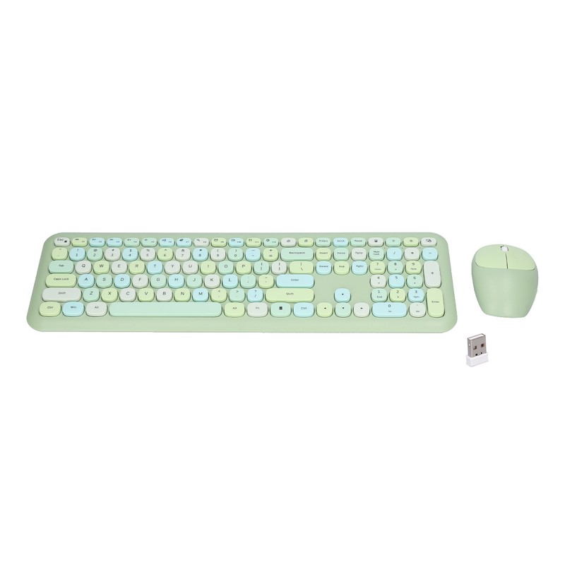 Keyboard Mouse Combo 2.4G Retro Multi Color Mute Cover Wireless