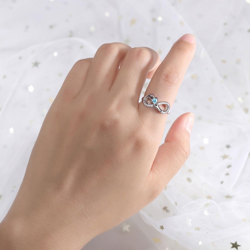 WIOY Sterling Silver Infinity Ring - Women Promise Rings for