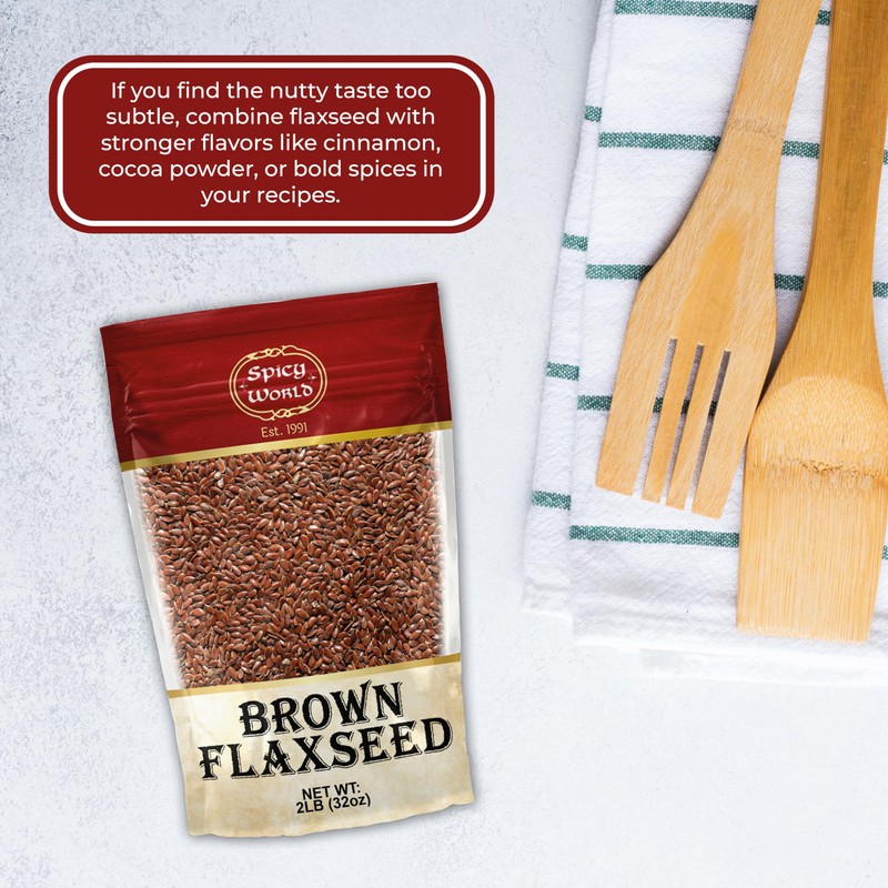 Spicy World Brown Flaxseed 2 LB Bag - Non-GMO, Whole,