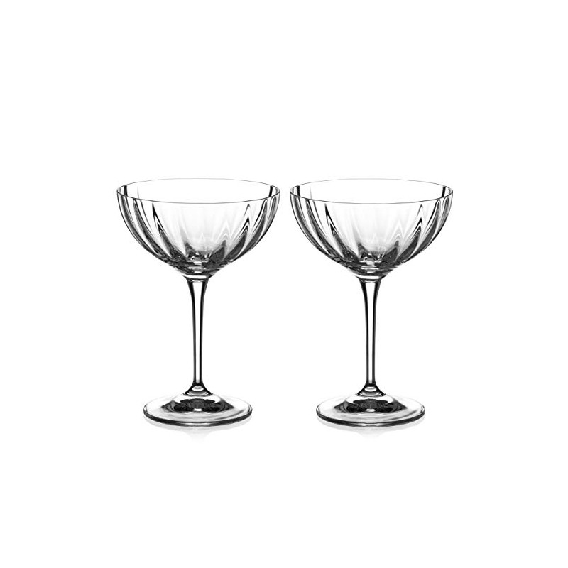 DIAMANTE Champagne Cocktail Saucers/Coupes Pair - ‘Mirage’ - Hand Cut