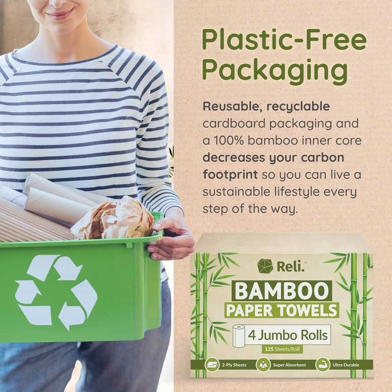 Reli. Bamboo Paper Towels (4 Pack, Jumbo) | Paper Towels