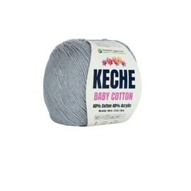 Keche Cotton Yarn, 60% Cotton 40% Acrylic Yarn, Soft Cotton Yarn for Crochet and Knitting, Amigurumi Yarn 1 Skein/Ball 1.76 Oz (50g) / 180 Yrds (165m) - Grey