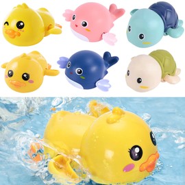 6 PCS Bath Toys, Bathtub Toys, Wind Up Bathing Water Toy Bath Swimming Duck Toy, Swimming Tub Bathtub Pool Cute Swimming Duck Toys (A)