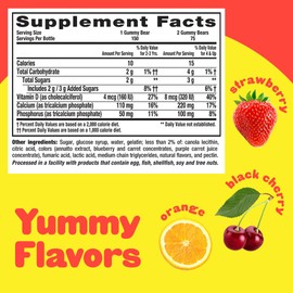 L’il Critters Calcium + D3 Daily Gummy Supplement for Kids, for Bone Support, Orange, Strawberry and Cherry Flavors, 150 Gummies