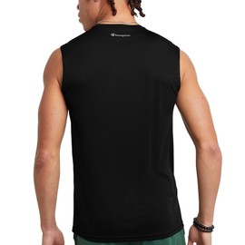 Champion Men's Athletic Muscle T-Shirt, Standard Fit, Moisture Wicking, Anti Odor, Available in Regular and Big & Tall, Black, Small