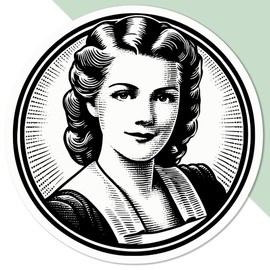 Medium 100mm 'Vintage Style Woman Portrait' Permanent Sticker Decal for Cars/Windows/Bins/Walls etc (DW00108849)