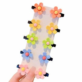 Solaweave Hair Clips, Set of 10, Floral Mini Clips, Plastic, For Girls, Hair Accessories, For Kids, Colorful Hair Clips, Recitals, Kindergarten Graduation Ceremonies, Hair Ornament, Gift (Colored Plum