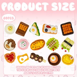 80 Pieces Mini Food, Miniature Accessories for Dollhouses, DIY Miniature Food Set, Ideal for Children, Collectors and Craftsmen, Realistic Mini Kitchen Accessories