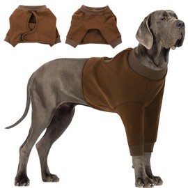 CITÉTOILE Dog Bodysuit After Op, Wound Protection Suits for Dogs with Leg, Front Leg Protection for Injury Dog, Anti-Wound Licking Surgical Body Dogs, E-Collar Alternative, Brown, L