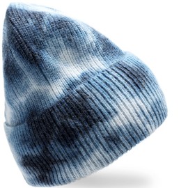 Glamexx24 Knitted Hat Unisex Colourful One Size Warm Beanie Winter Hat Soft and Elastic for Men and Women Various Outfits and Occasions, Dark Blue - White