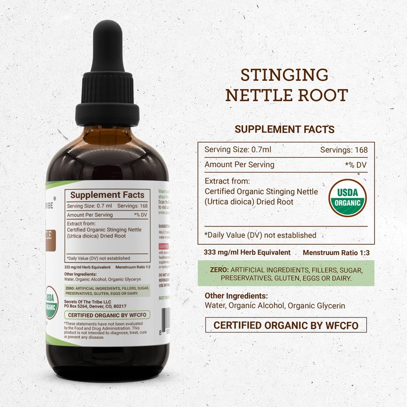 Stinging Nettle Root USDA Organic | Alcohol Extract, High-Potency Herbal