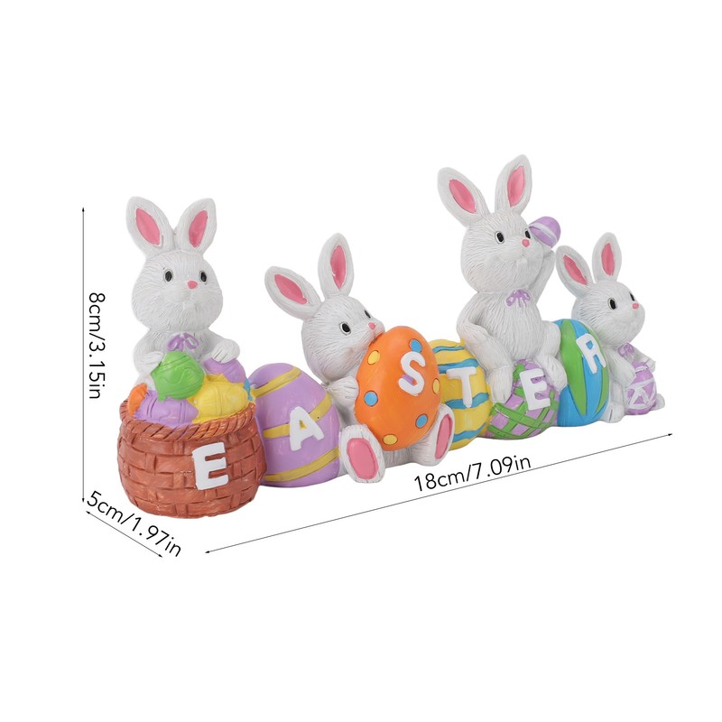 Easter Rabbit Decoration Multipurpose Vivid Cute Hand Painted Resin Rabbit