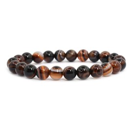 Brown Dream Agate Gemstone 8mm Round Beads Stretch Bracelet 7 Inch
