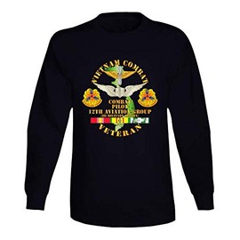 3XLARGE - Army - Vietnam Combat AVN Vet w Combat Pilot - 12th AVN GroupI Mil Region III w SVC - L Sleeve - Black