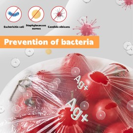 Pizsieat Pack of 300 Food Storage Bags, Reusable Cling Film with Elastic Band for Storing Food/Vegetables, Fresh Protection