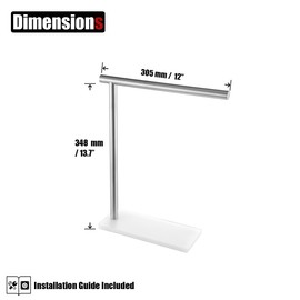 JQK Hand Towel Holder Stand Brushed, Modern Tree Rack Free Standing for Countertop with 12 Inch Bar, 304 Stainless Steel Thicken 0.8mm, HTT170-WN