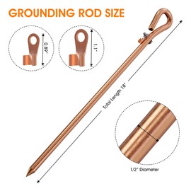 Portable Grounding Rod,Grounding Pin with Ground Wire Lug,Great for Electric Fences,Generator,Antennas,Satellite Dishes,Ground Post Pin,Tie Out Stake (1PCS Grounding Rod)
