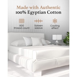 Good Sleep Bedding Twin XL Fitted Sheet - 800 TC Extra Long Twin Sheets for Dorm, 100% Egyptian Cotton Fitted Sheet Twin XL, 16" Deep Pocket, Soft & Breathable, Sateen Weave - White Fitted Sheet Only