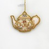 Zardozi Embroidery - White Teapot with Gold Leatherette Back -