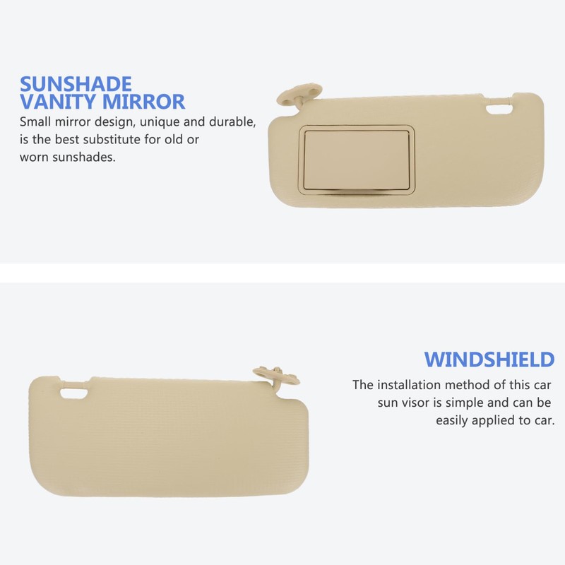 Mobestech Beige Driver Side Sun Visor with Mirror Replacement Car